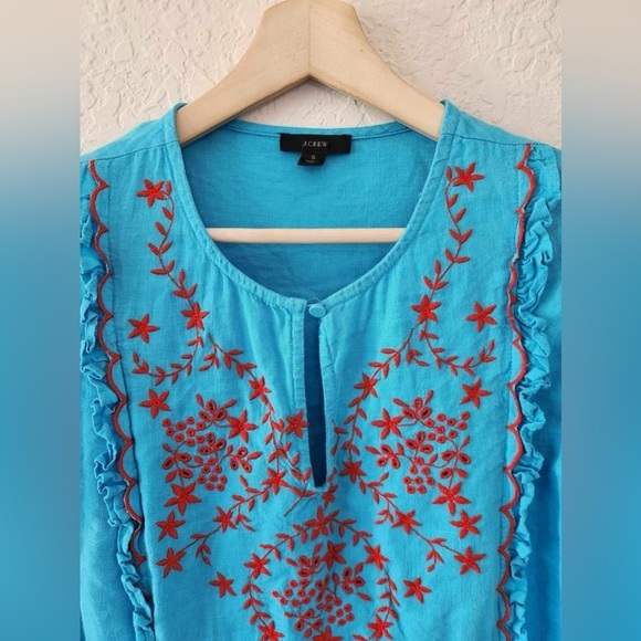 J Crew 100% Linen Tunic Blouse Top in Monaco Blue Size Small - Picture 5 of 9